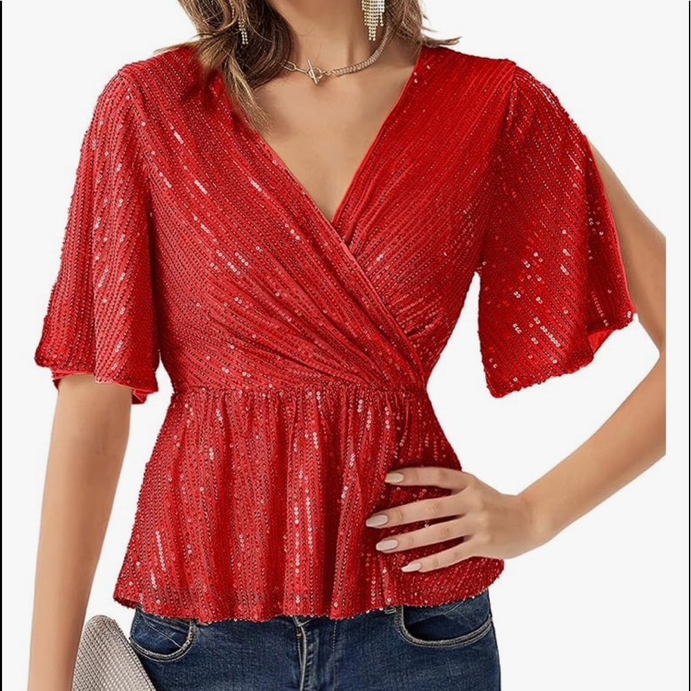 New XL sexy red sequin woman’s top
